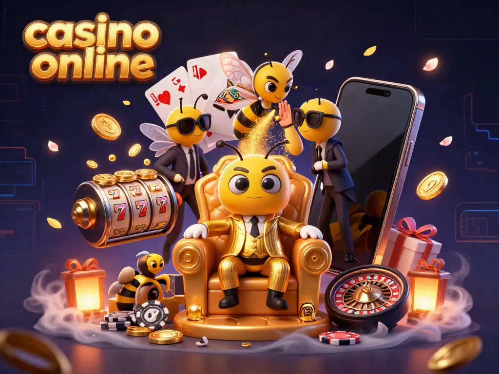 Engaging casino online scene with bumblebee mob boss and vibrant slot game elements