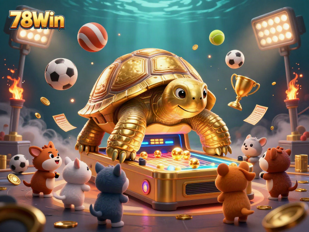 Engage in excitement at 78Win with a colossal tortoise pinball machine and dynamic sports elements.