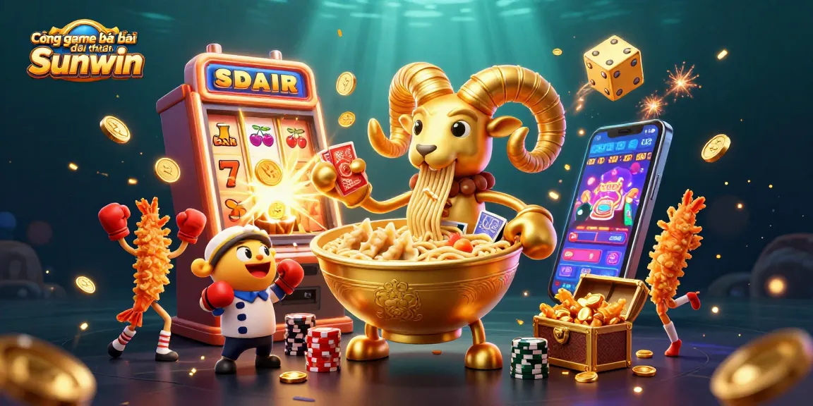 Cổng game bài đổi thưởng Sunwin showcasing a vibrant 3D cartoon scene with engaging game elements and characters.