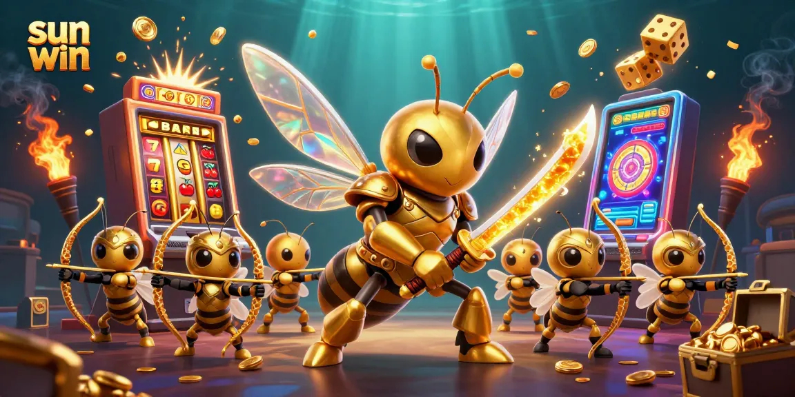 Experience the thrill of sun win with a spectacular jackpot scene featuring the golden hornet, slots, and casino games.